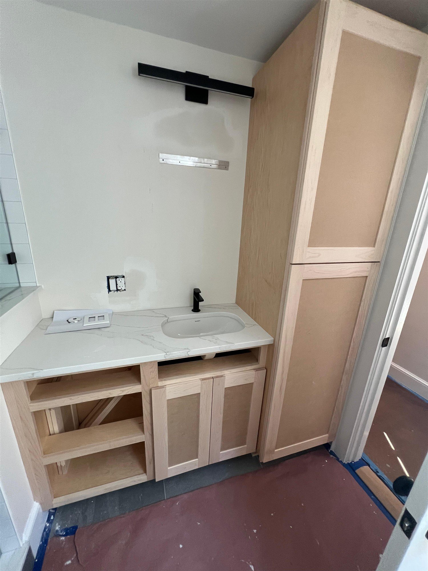 Unfinished wooden bathroom cabinets